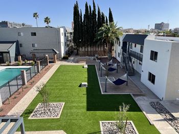 Cornhole grass area/outdoor workout area